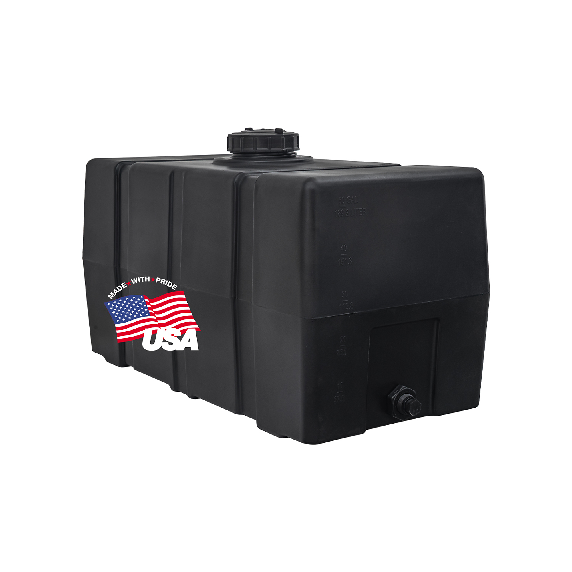 Romotech Square Water Liquid Storage Tank — 50 Gallon, 38in. x 19in. x 22in., Black, UV-Stabilized, Model# 82123915